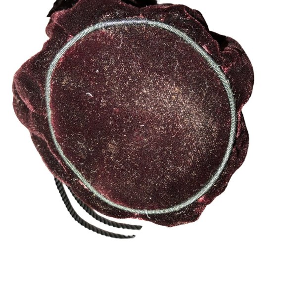 whiting & davis stunning vintage burgundy HOLIDAY velvet cinch cross body purse - Picture 5 of 6